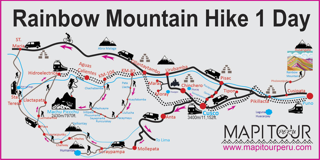 Rainbow Mountain Hike Peru Map